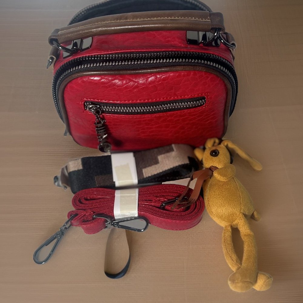 Genuine Leather Camera Bag Style Crossbody Bag